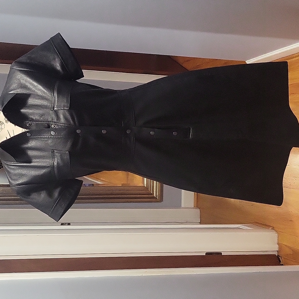 BCBGMAXAZRIA Stephana Daux Leather Shirt Dress.